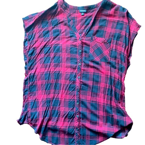 Torrid sleeveless plaid blouse size 2x - Picture 3 of 5